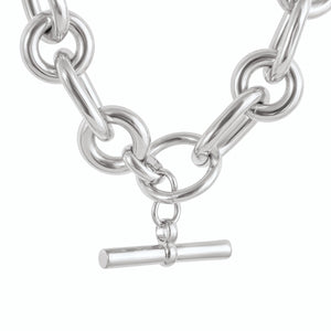 LARGE SILVER MIXED LINK CHAIN NECKLACE
