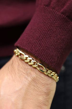 14K Yellow Gold Figaro Link Chain Bracelet, Sizes 7.25In-8.25In