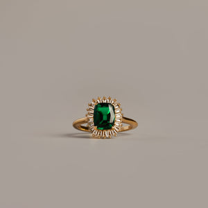 Lab Grown Green Emerald Alexandra Ring NikNenz™ Premium Gold & Diamonds