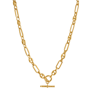 GOLD MIXED LINK T-BAR CHAIN NECKLACE