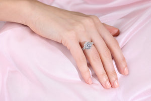Sterling Silver Flower Halo CZ Engagement Ring