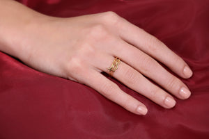 14K Gold Infinity Cross Ring, Stackable Religious Ring 2 Piece Set