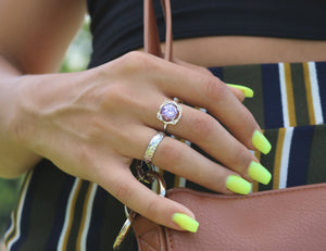 CZ Birthstone Ring, 4 Colors in Sterling Silver