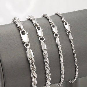 Solid Sterling Silver Rope Chain Bracelet