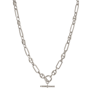 SILVER MIXED LINK T-BAR CHAIN NECKLACE