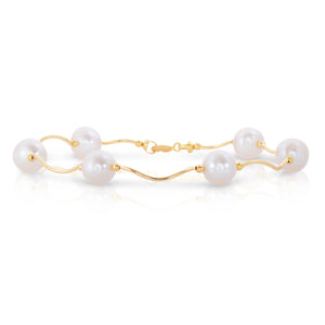 14K Yellow Gold Freshwater Pearl Bracelet, with High Polish Finish