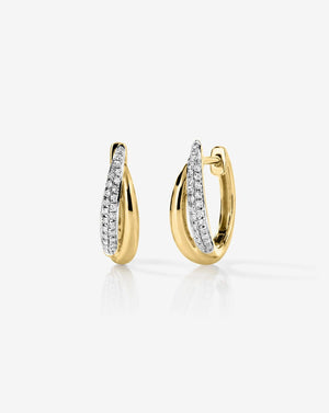 Stunning Double Row Diamond Hoop Earrings.