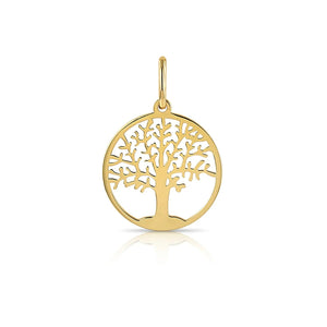 Elegant 14K Yellow Gold Tree of Life Pendant Necklace - 18" Chain Included.