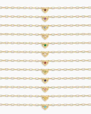 Birthstone Heart Necklace NikNenz™ Premium Gold & Diamonds