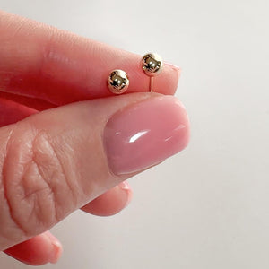 Solid Gold 14K Ball Post Studs Tiny Simple Sphere Earrings Men Women Kids Ear Decor round Bead Earlobe Piercing Minimalist Unisex Jewelry