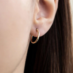 Elegant 14K Solid Gold Hoop Earrings - Classic Thickness, Available in Multiple Sizes (13mm, 18mm, 23mm, 32mm).