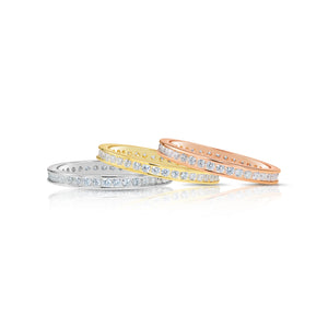 Sterling Silver Stackable Channel Set CZ Eternity Band Rings, Set of 3