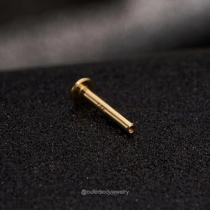14K Solid Gold Internally Threaded Labret Studs - Available in 5mm, 6mm, 8mm, and 10mm for Cartilage, Helix, and Tragus Piercings.