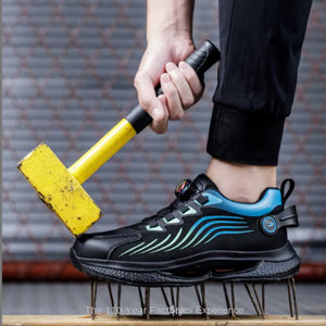 Rotating Button New Safety Shoes Men Anti-Smash Anti-Puncture Work Shoes Fashion Men Sport Shoes Security Protective Boots Men