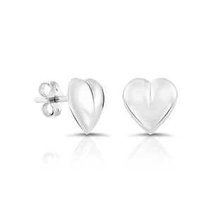 Elegant Sterling Silver Heart Stud Earrings - Timeless Charm.