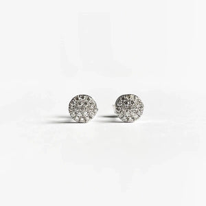 14K Solid Gold round Pave Diamond Studs