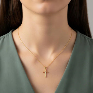 Stunning 14K Yellow Gold Cross Pendant Necklace - Timeless Elegance.
