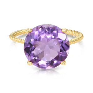 14K Yellow Gold 5 Carat Purple Amethyst Gemstone Ring, "Ms. Luscious"