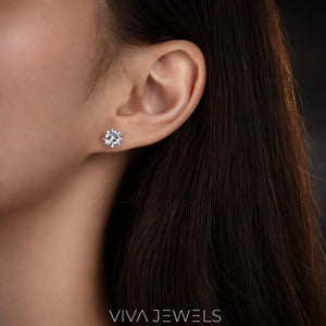 VVS1 2CT Moissanite Solitare Stud Earrings White Gold Plated, 8Mm