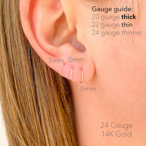 Elegant 14K Solid Gold Huggie Hoop Earrings - Dainty Minimalist Design, Available in Singles or Sets.