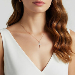 Stunning 14K Yellow Gold Cross Pendant Necklace with 18" Cable Chain.