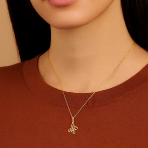 Gorgeous 14K Yellow Gold Butterfly Pendant Necklace - 18" Adjustable Chain.