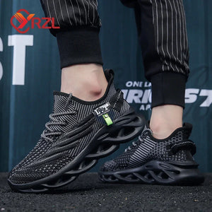 Men Sports Running Black Jogging Shoes Casual Sneakers Outdoor Breathable Mesh Women Light Shock-Absorption Black Tennis