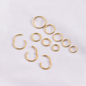 14K Solid Gold Clicker Hoop Earring - Stylish Hinged Cartilage, Helix, Tragus, and Nose Ring.