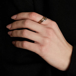 Mixed Metal Wave Ring Stacking Set - Elevate Your Style!.