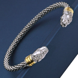 Sterling Silver Jaguar Cuff Bracelet, with Gold Accents, Fits 6 - 7 Inch Wrist