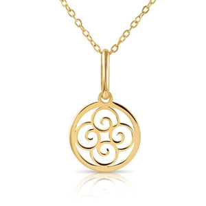 Elegant 14K Yellow Gold Four-Leaf Clover Pendant Necklace with 18" Chain.