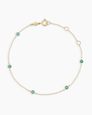 14K Gold Classic Five Turquoise Bracelet