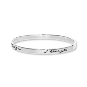 Sterling Silver "I Love You" Slip-On Bangle Bracelet, 7.5''