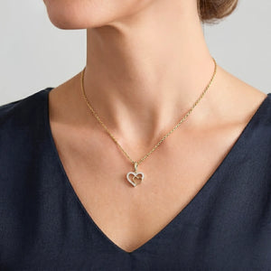 14K Yellow Gold Lab Diamond Open Heart Pendant Necklace, 0.17Ctw