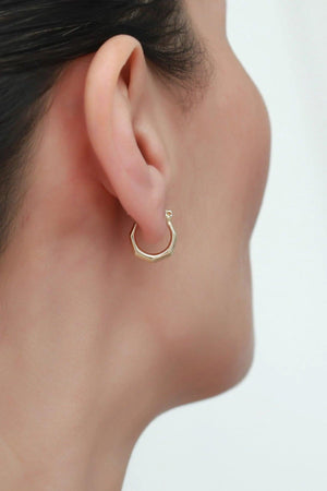 Dainty 14K Solid Gold Hexagon Hoop Earrings - Minimalist Tiny Geometric Jewelry.