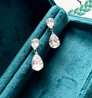 3 Carat Mini Dainty Pear Diamond Drop Dangle Earrings Exquisite ART DECO Style S925/14K18K GOLD