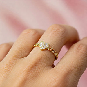 14K Gold Lab Diamond Heart Ring, 0.17Ctw