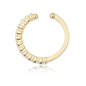 10K Yellow Gold Simulated Diamond CZ Ear Cuff