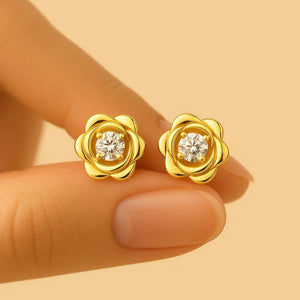 18Ct Gold Stud Earrings: 11Mm Floral Design in Luxury Gift Box Included