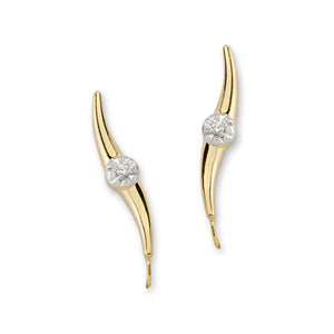 Ear Climber Earrings Diamond Ear Pin Earrings 10Kt Gold: Diamond Earclimber Earrings for Pierced or Non-Pierced Ears Earcrawlers