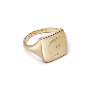 Polly Engravable Square Signet Ring 18Ct Gold Plate