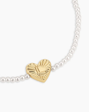 Pearl Vintage Heart Alphabet Bracelet