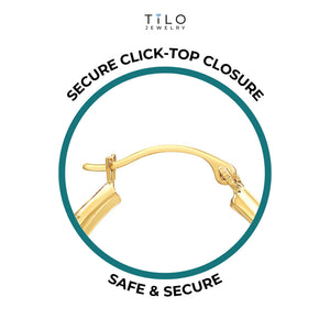 14K Yellow Gold Classic 1 Inch Polished Hoops, 25Mm, Everyday Medium Size Hoops, Handmade Jewelry Gift, by TILO Jewelry