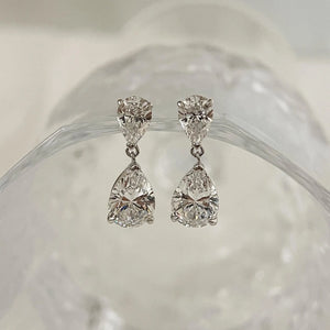 Sterling Silver CZ Teardrop Earrings: Double Drop Dangle Bridal Jewelry