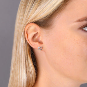 Elegant CZ Open Heart Stud Earrings in Sterling Silver.