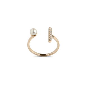 Archival Open Pearl Ring NikNenz™ Premium Gold & Diamonds