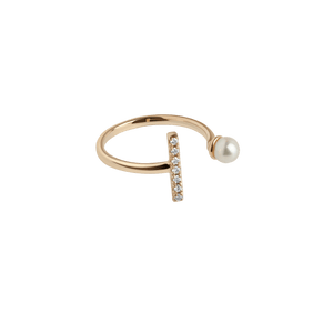 Archival Open Pearl Ring NikNenz™ Premium Gold & Diamonds