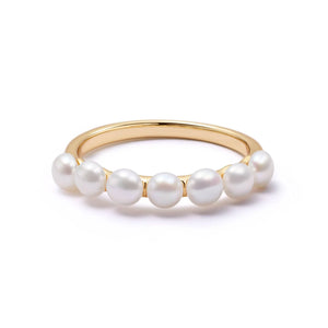 Chunky Pearl Band Ring 18Ct Gold Plate