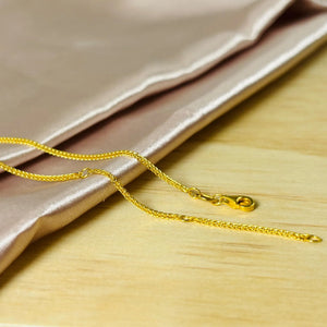 Handmade 24K Solid Gold Chain Necklace, 999 Pure Gold Jewelry,Simple Design