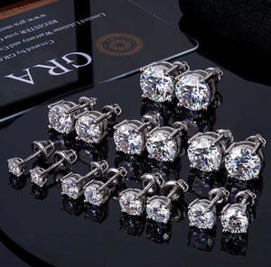 Moissanite Stud Earrings 3Mm–10Mm, 925 Sterling Silver Screw Back, VVS1 GRA Certified, Diamond Alternative Studs for Men Women, Mothers Day